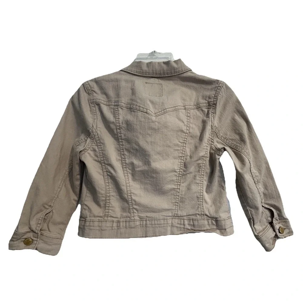 Jessica Simpson Denim Jacket Girls Size Small Tan Khaki Button‎ Front Trucker
